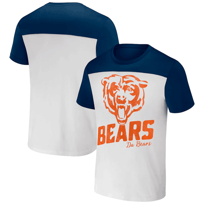 Men's Chicago Bears Cream/Navy x Darius Rucker Collection Colorblocked T-Shirt
